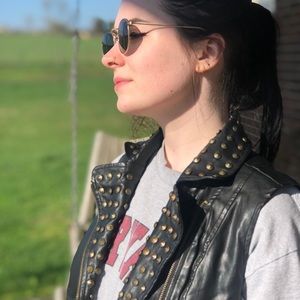 Black studded faux leather vest